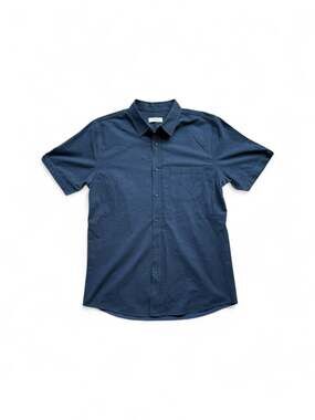JEKAOYI Men's Short Sleeve Button Down Shirt Navy Blue Size M